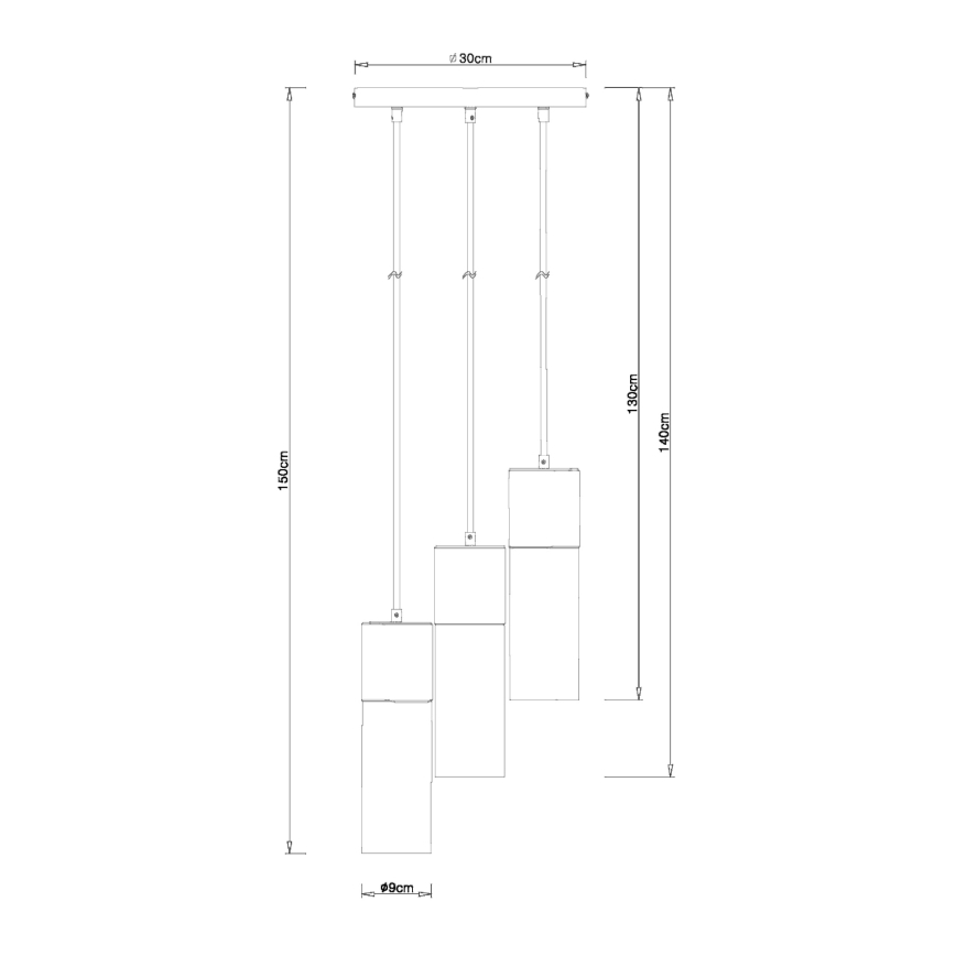 Globo - Candeeiro suspenso 3xE27/25W/230V diâmetro 30 cm latão