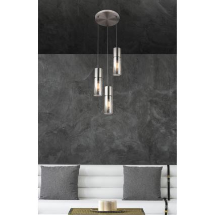 Globo - Candeeiro suspenso 3xE27/25W/230V diâmetro 30 cm cromado mate