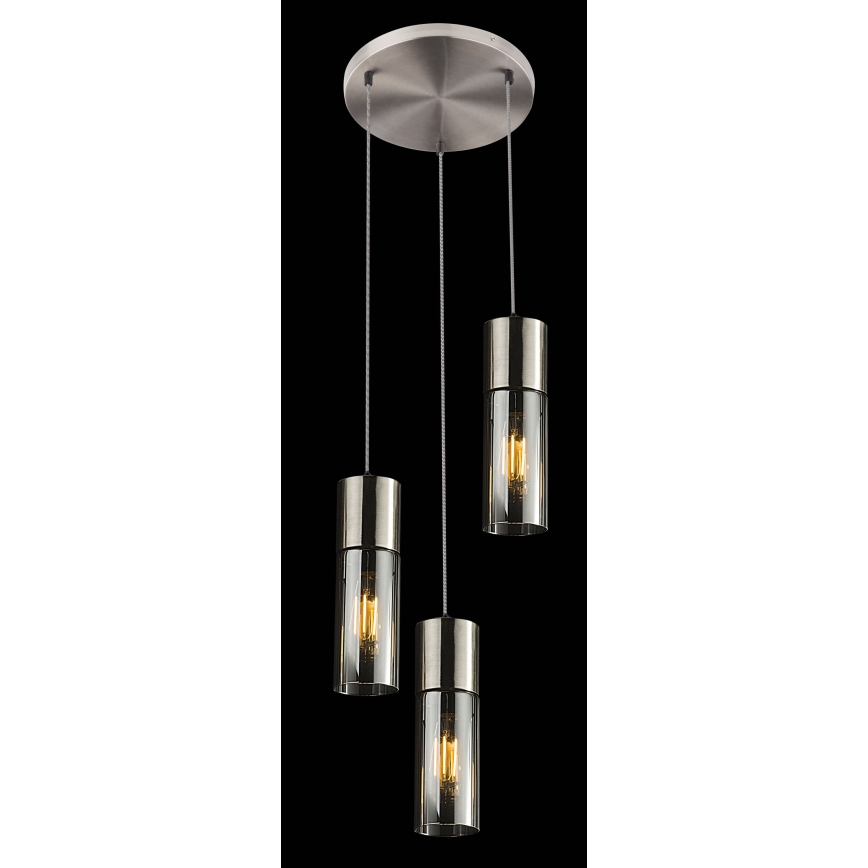 Globo - Candeeiro suspenso 3xE27/25W/230V diâmetro 30 cm cromado mate