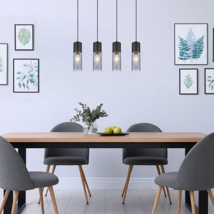 Globo - Candeeiro suspenso 4xE27/25W/230V preto