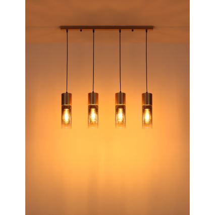 Globo - Lustre suspenso com cabo 4xE27/25W/230V bronze