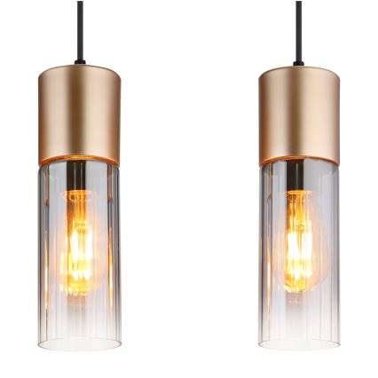 Globo - Lustre suspenso com cabo 4xE27/25W/230V bronze