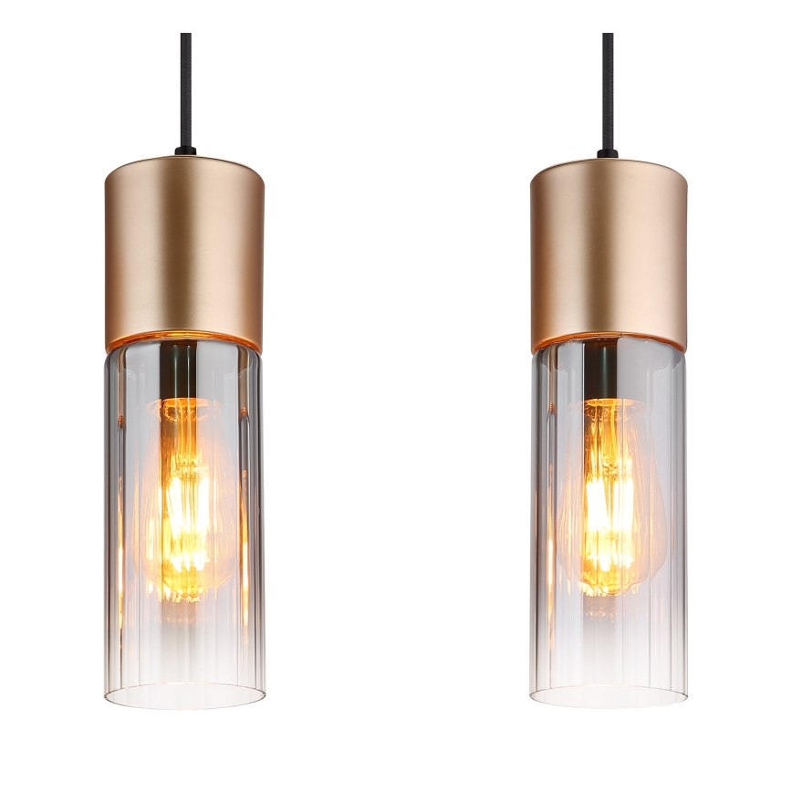 Globo - Lustre suspenso com cabo 4xE27/25W/230V bronze