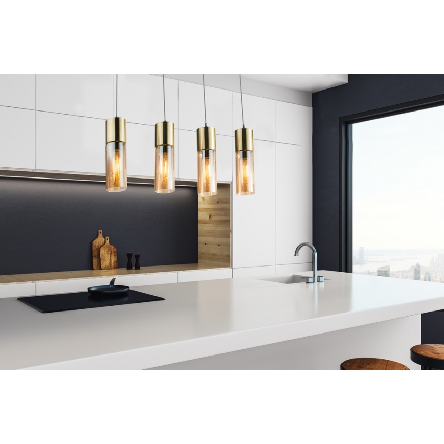 Globo - Candeeiro suspenso 4xE27/25W/230V latão