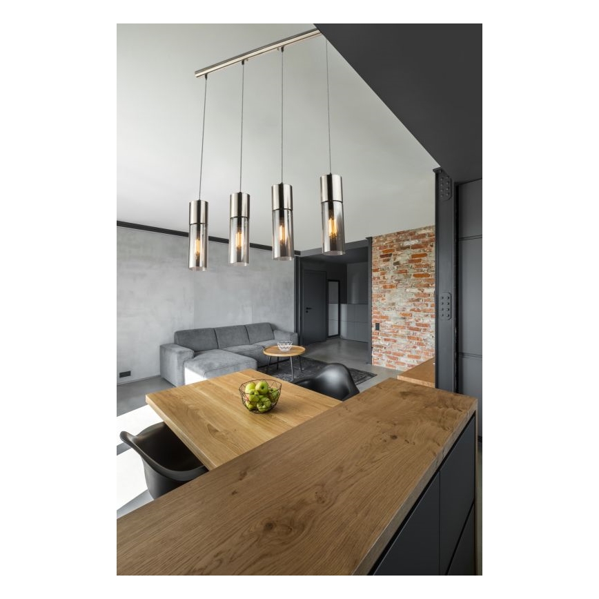 Globo - Candeeiro suspenso 4xE27/25W/230V cromado mate