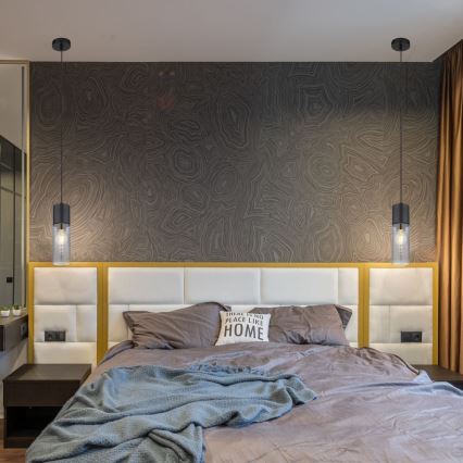 Globo - Candeeiro suspenso 1xE27/25W/230V diâmetro 10,5 cm preto