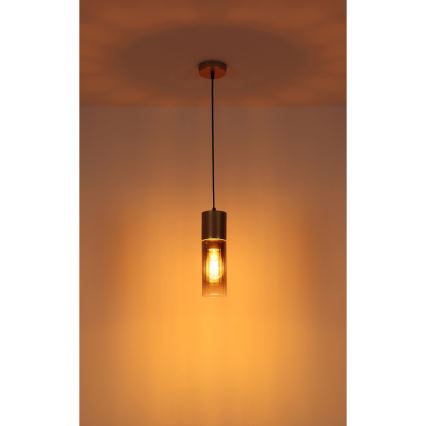Globo - Pendente em cabo 1xE27/25W/230V bronze Ø 10,5 cm