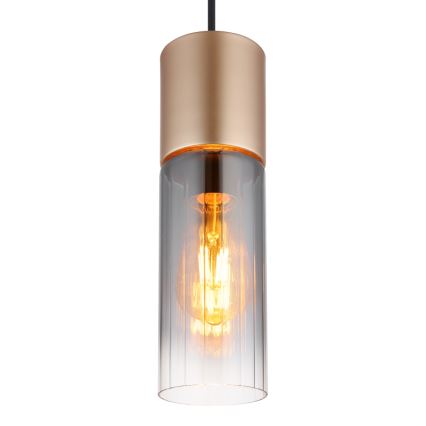 Globo - Pendente em cabo 1xE27/25W/230V bronze Ø 10,5 cm