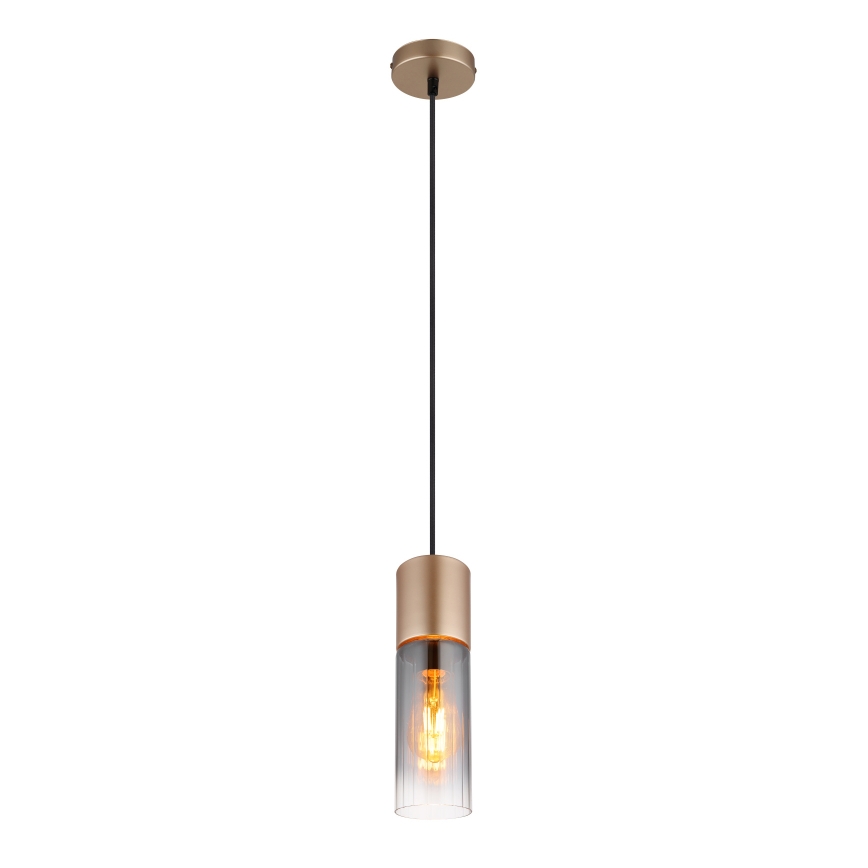 Globo - Pendente em cabo 1xE27/25W/230V bronze Ø 10,5 cm