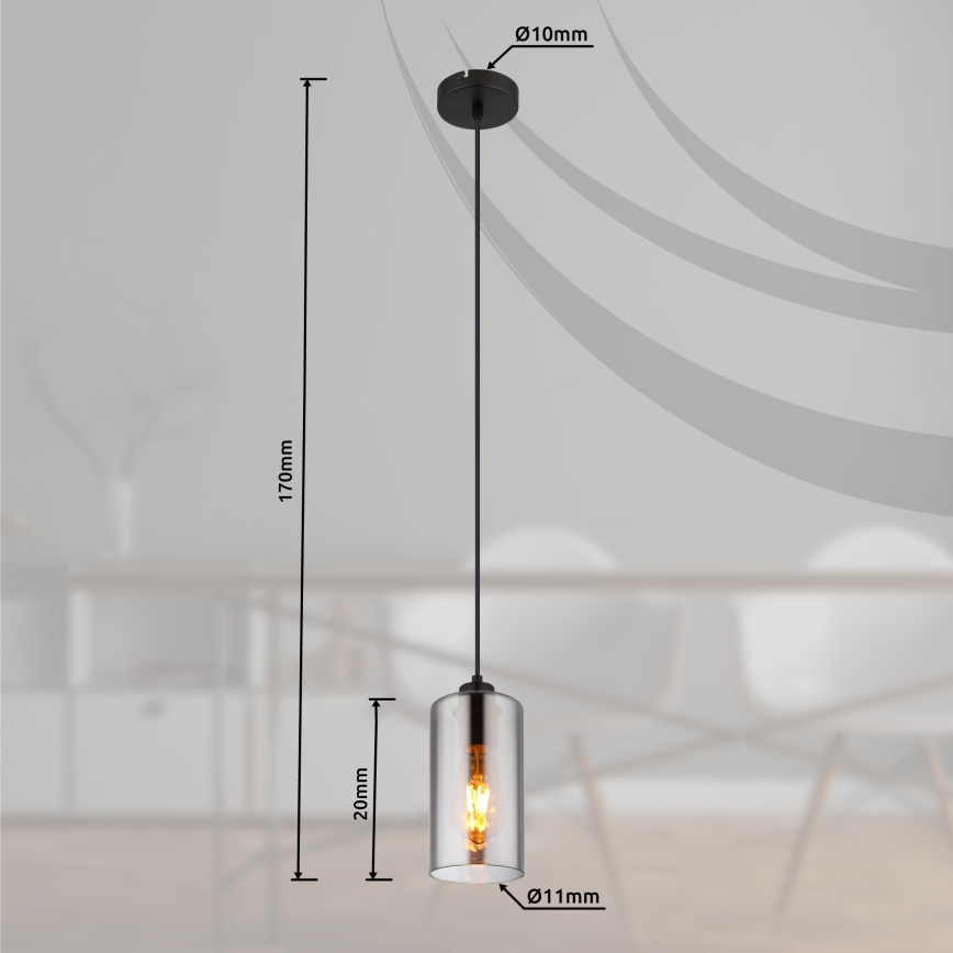 Globo - Candeeiro suspenso 1xE27/25W/230V diâmetro 11 cm preto