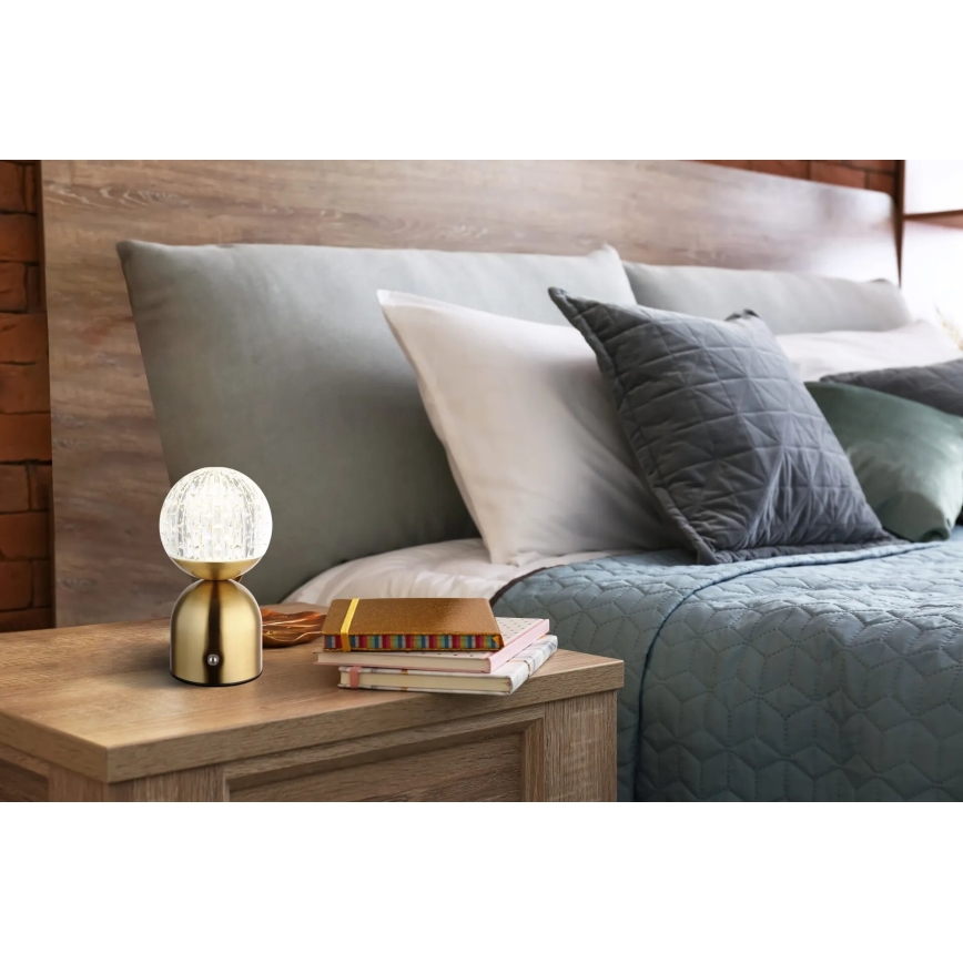 Globo - Candeeiro de mesa tátil LED com regulação LED/2,5W/3,7V 2700/4000/6500K 1800 mAh USB latão