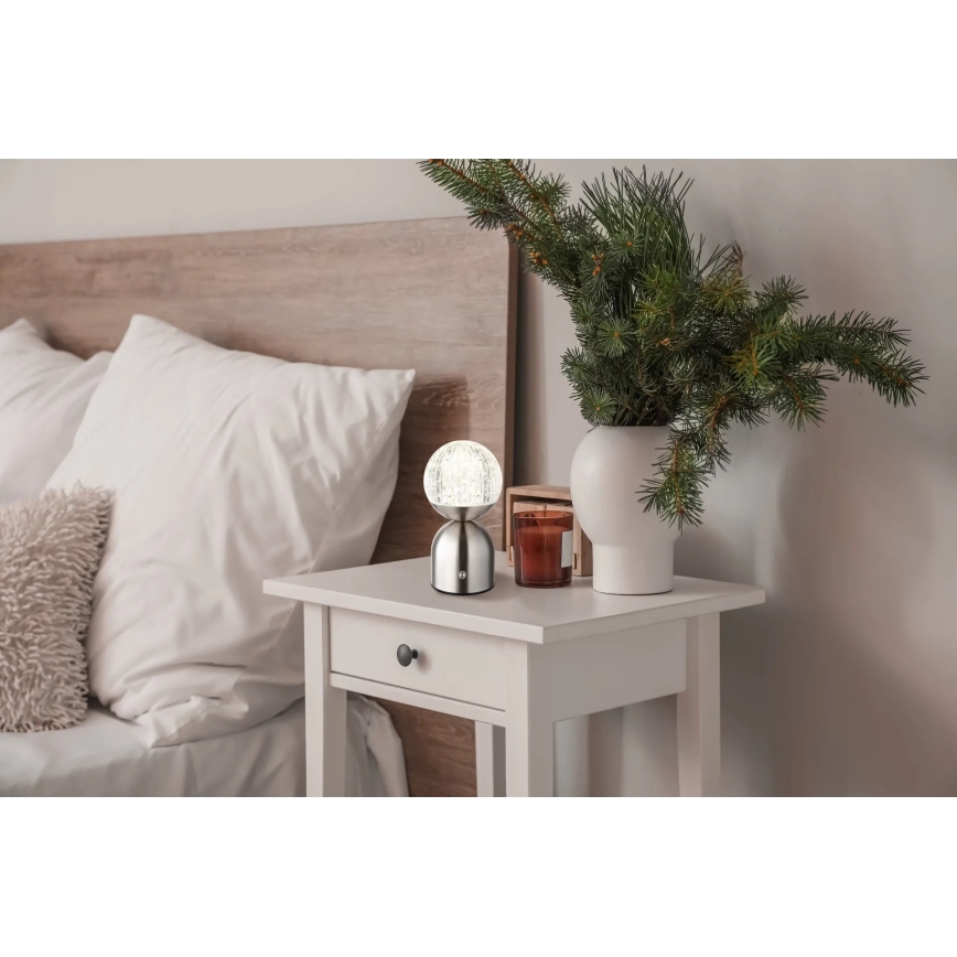 Globo - Candeeiro de mesa tátil LED com regulação LED/2,5W/3,7V 2700/4000/6500K 1800 mAh USB cromado mate