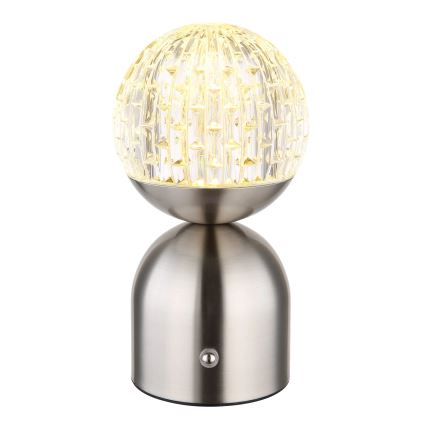 Globo - Candeeiro de mesa tátil LED com regulação LED/2,5W/3,7V 2700/4000/6500K 1800 mAh USB cromado mate