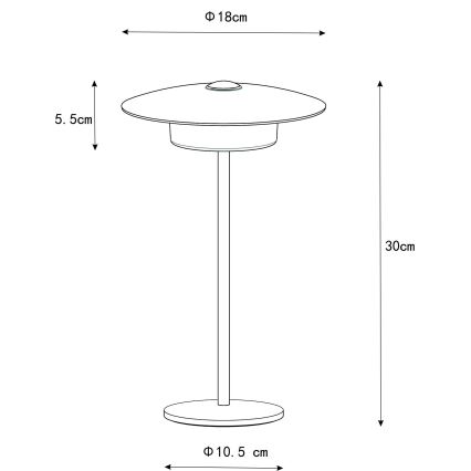Globo - Candeeiro de Mesa Tátil Recarregável LED para Exterior LED/3W/3,7V 1800/2700/3000K IP44 1800 mAh cinzento