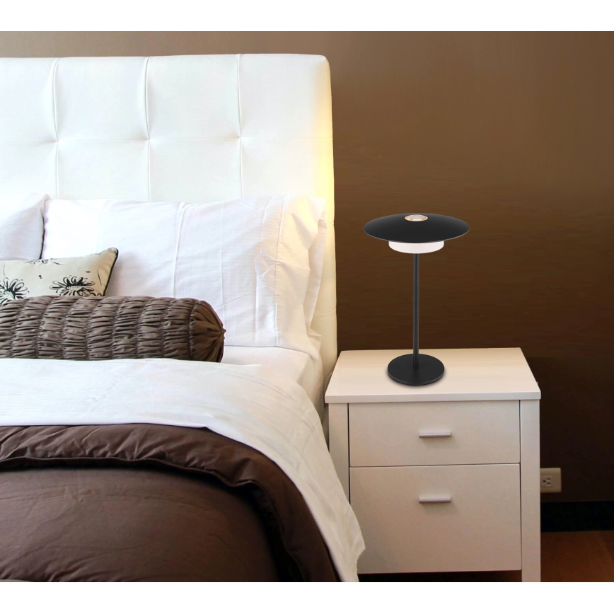 Globo - Lâmpada de mesa tátil recarregável LED para exterior LED/3W/3,7V 1800/2700/3000K IP44 1800 mAh preta