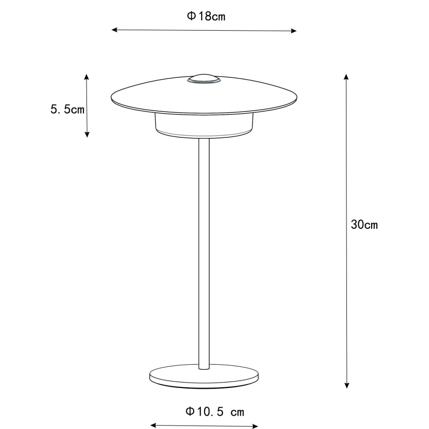 Globo - Lâmpada de mesa tátil recarregável LED para exterior LED/3W/3,7V 1800/2700/3000K IP44 1800 mAh preta