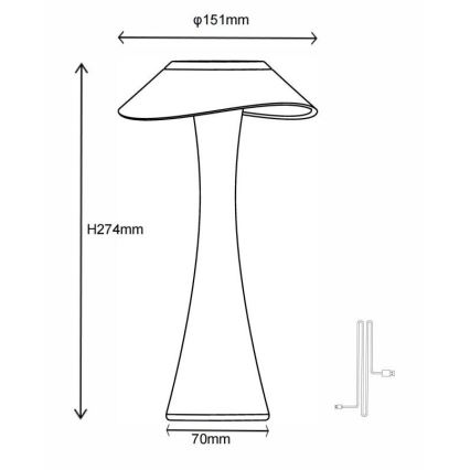 Globo - Candeeiro de mesa LED com regulação LED/2,5W/3,7V 1200mAh 2700K/4500K/6500K dourado