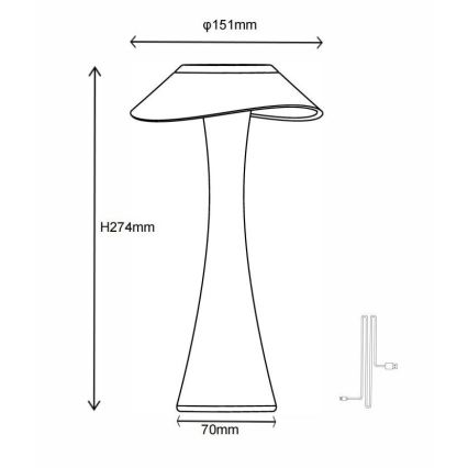 Globo -  Candeeiro de mesa LED com regulação LED/2,5W/3,7V 1200mAh 2700K/4500K/6500K branco
