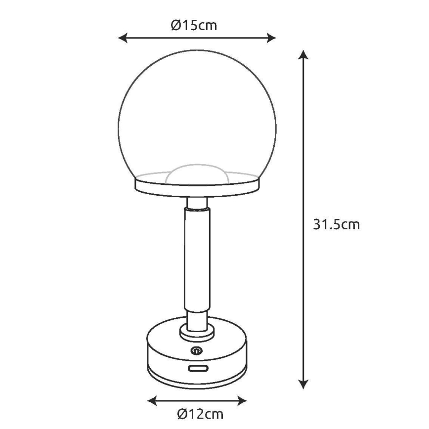 Globo - Candeeiro de mesa LED tátil com regulação LED/2,5W/5V 1800mAh 2700/4000/6500K preto