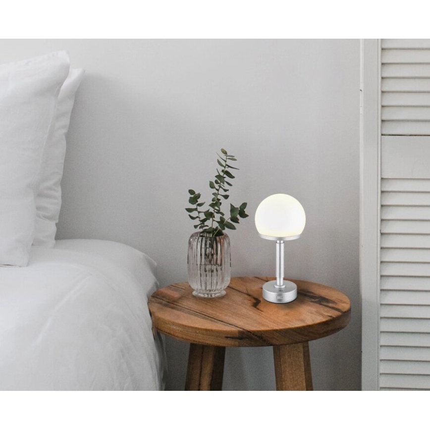 Globo - Candeeiro de mesa LED tátil com regulação LED/2,5W/5V 1800mAh 2800K prateado