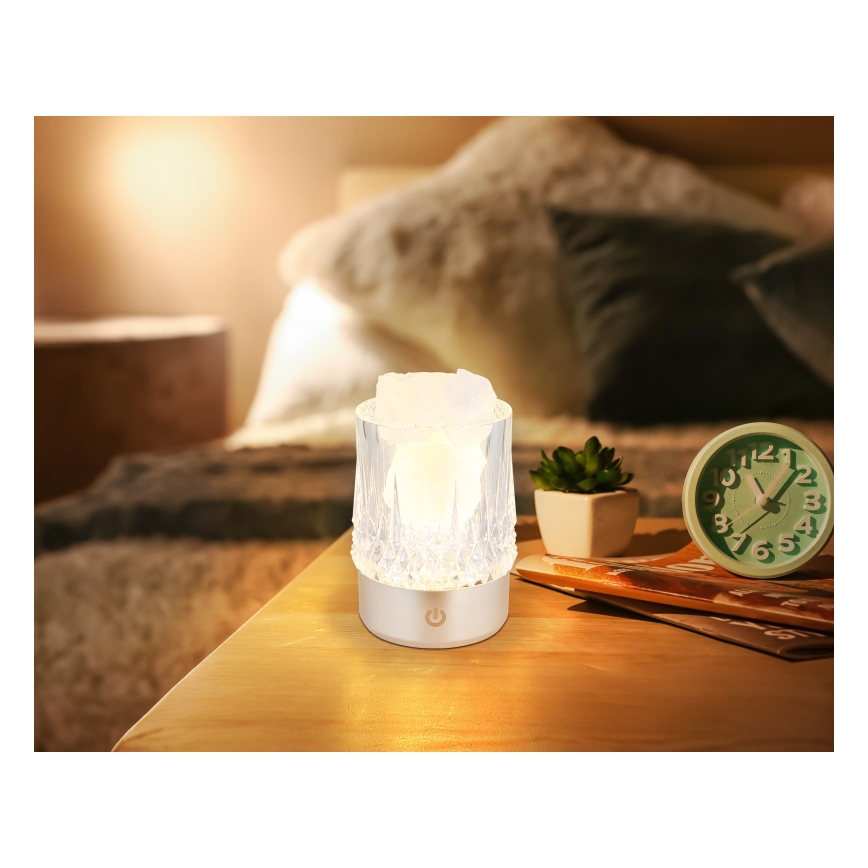 Globo - Lâmpada de mesa tátil regulável LED/1W/5V 3000K 1200 mAh prateada