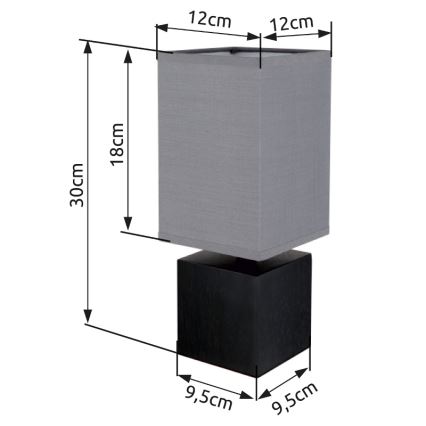 Globo 21628ALU - Candeeiro de mesa VALENTINO 1xE27/7W/230V preto/antracite