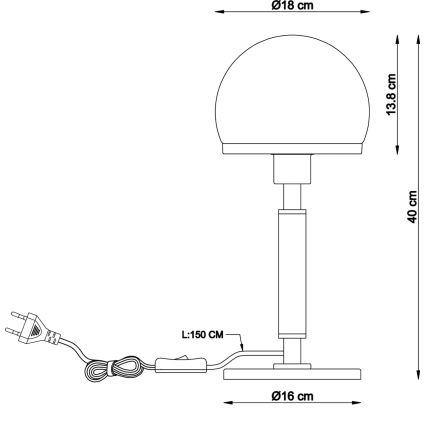Globo - Candeeiro de mesa 1xE27/40W/230V preto/castanho