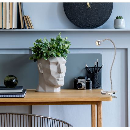 Globo - Candeeiro flexível LED com clipe, 3W/230V, cromo mate