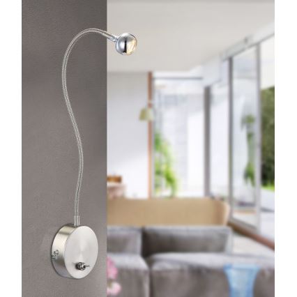 Globo - LED Luminária Flexível LED/3W/230V cromado brilhante