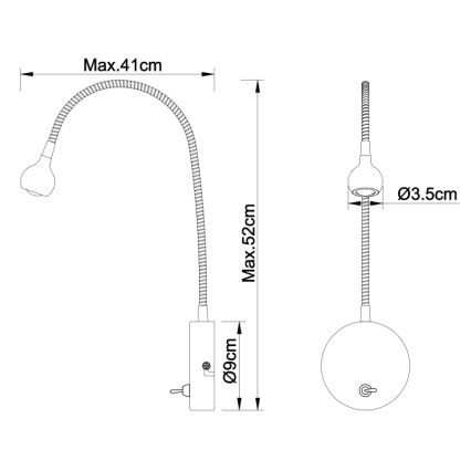 Globo - LED Luminária Flexível LED/3W/230V cromado brilhante