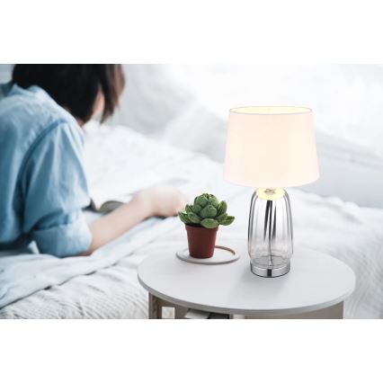 Globo - Candeeiro de mesa 1xE27/40W/230V branco/prateado