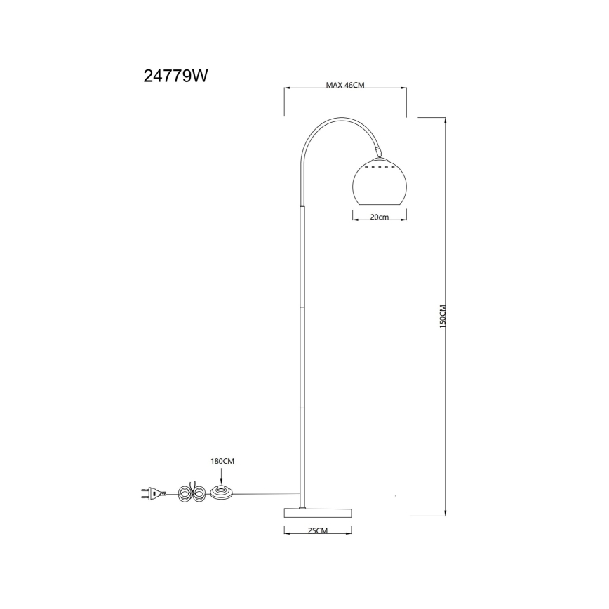 Globo - Candeeiro de chão 1xE27/60W/230V branco