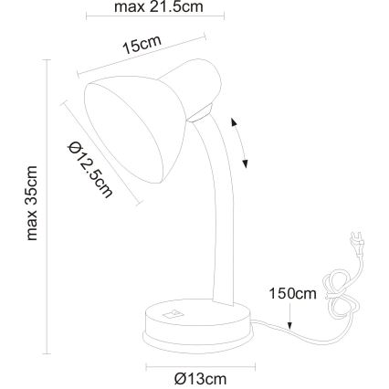 Globo - Candeeiro de mesa 1xE27/40W/230V preto