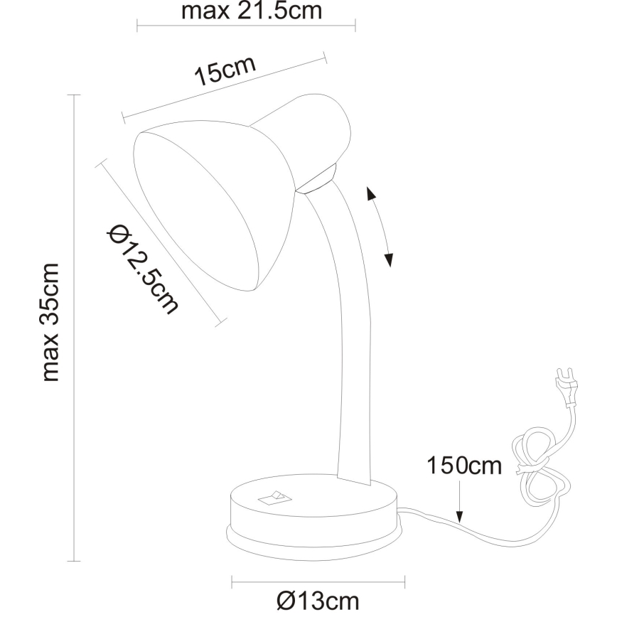 Globo - Candeeiro de mesa 1xE27/40W/230V preto