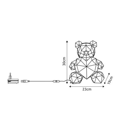 Globo - Decoração de mesa LED LED/6W/5V USB urso
