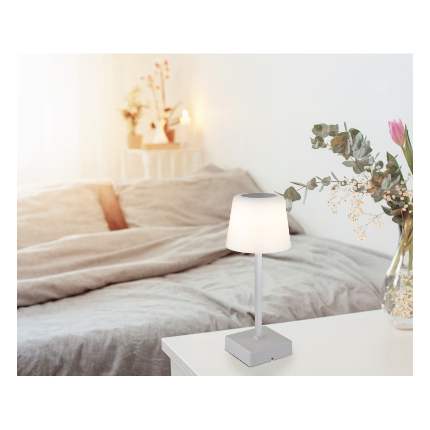 Globo - Lâmpada de mesa tátil LED regulável LED/2W/5V 3000/4500/6500K 800 mAh prateada