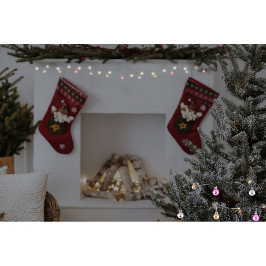 Globo - Cordão de luzes LED, 20 LEDs, 2xAA, 2,2 m, branco quente