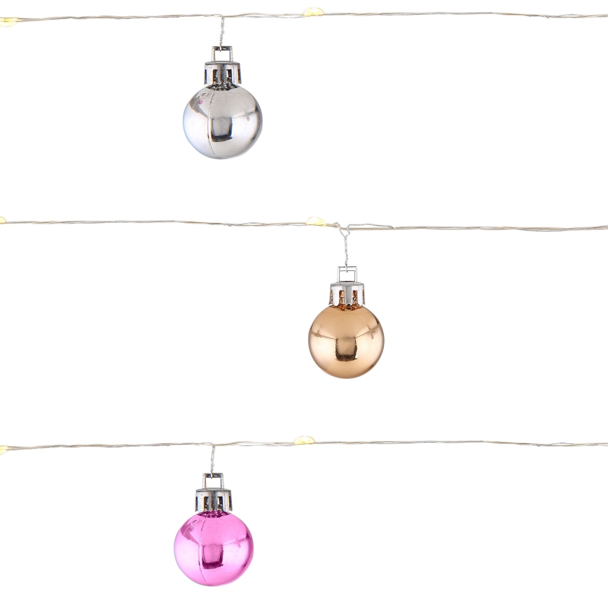 Globo - Cordão de luzes LED, 20 LEDs, 2xAA, 2,2 m, branco quente
