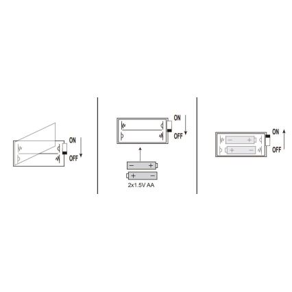 Globo - Cordão de luzes LED, 20 LEDs, 2xAA, 2,2 m, branco quente