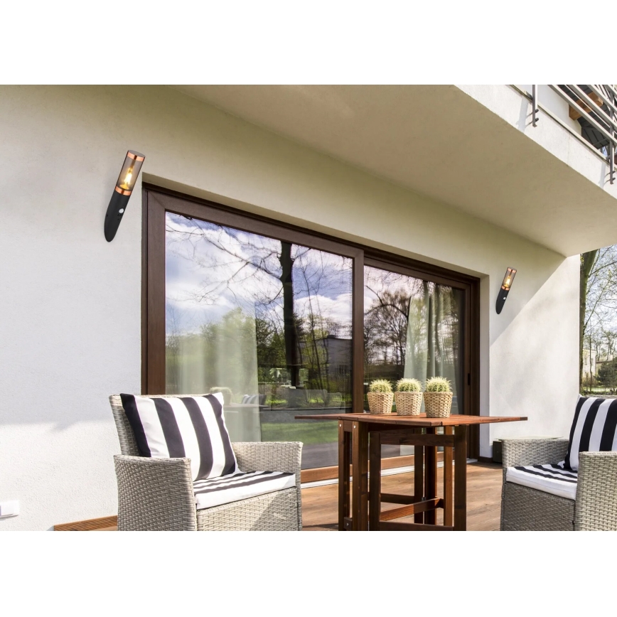 Globo - Iluminação de parede exterior 1xE27/23W/230V IP44 preto/cobre