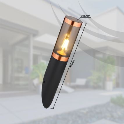 Globo - Iluminação de parede exterior 1xE27/23W/230V IP44 preto/cobre