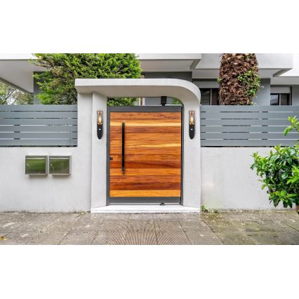 Globo - Iluminação de parede exterior com sensor 1xE27/15W/230V IP44 preto/cobre