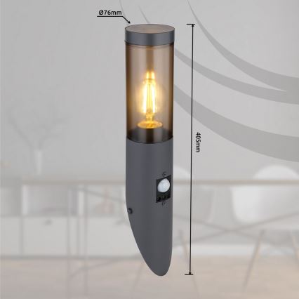 Globo - Iluminação de parede exterior com sensor 1xE27/15W/230V IP44