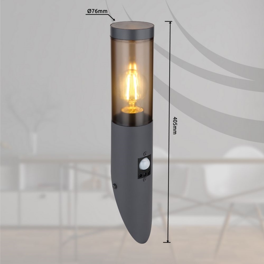 Globo - Iluminação de parede exterior com sensor 1xE27/15W/230V IP44