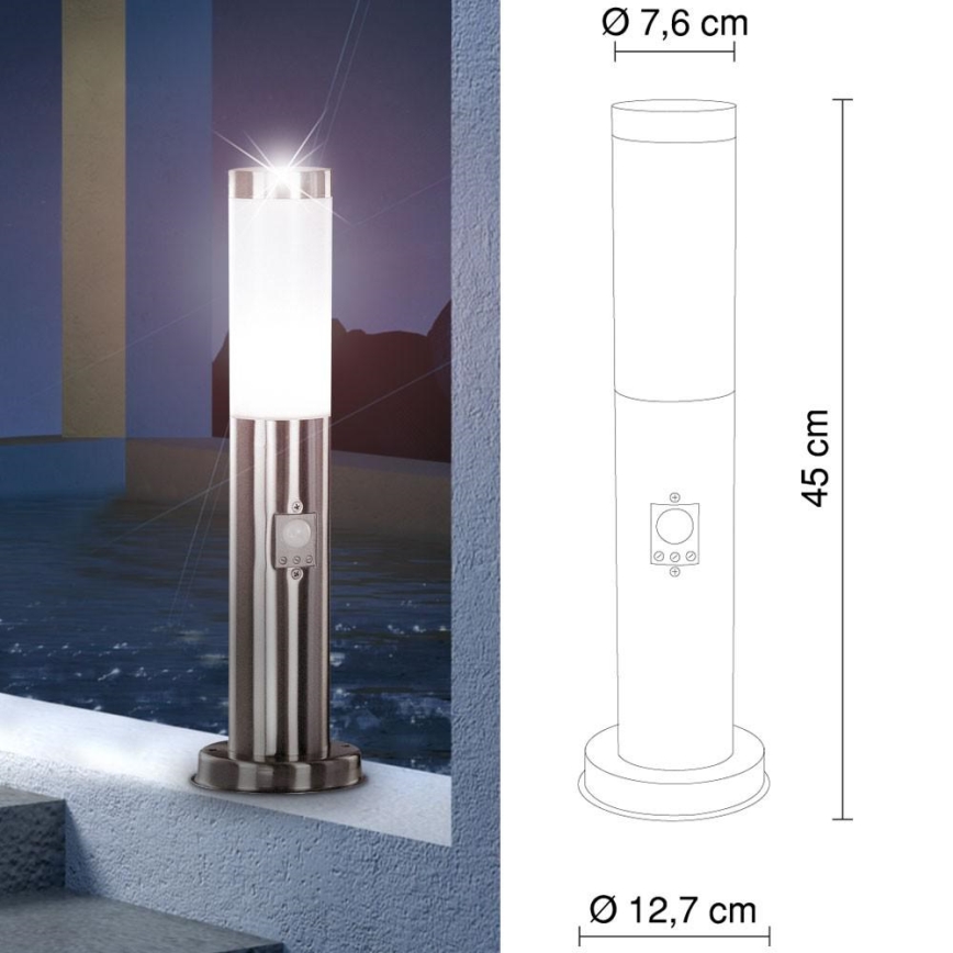 Globo - Candeeiro de exterior com sensor 1xE27/60W/230V IP44