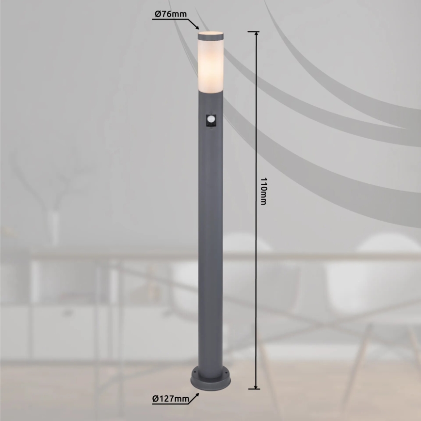 Globo - Candeeiro exterior com sensor 1xE27/15W/230V IP44 110 cm antracite