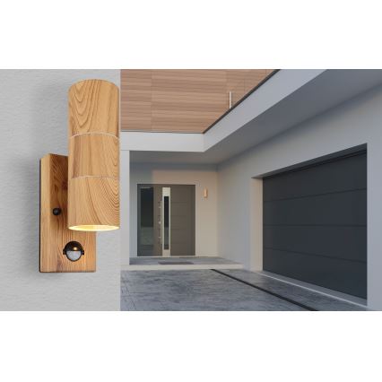 Globo - Luminária de parede exterior com sensor 2xGU10/35W/230V IP44