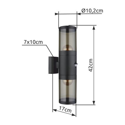 Globo - Iluminação de parede exterior 2xE27/60W/230V IP44