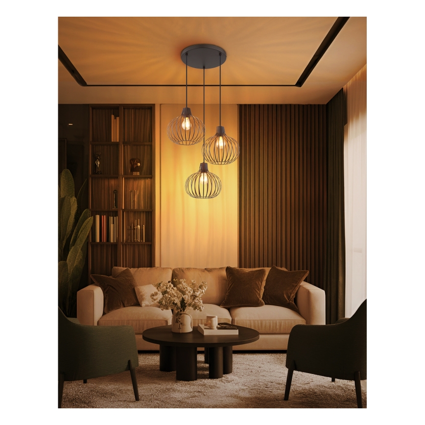 Globo - Lustre suspenso com cabo 3xE27/40W/230V