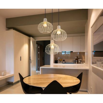 Globo - Lustre suspenso com cabo 3xE27/40W/230V bege